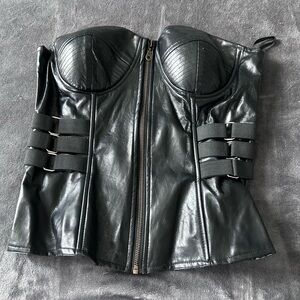 Halloween Faux Leather Zip Up Corset Size XL